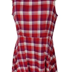 Vintage Levi’s A Line Red White Checked Dress Medium EUC Collar Cottagecore